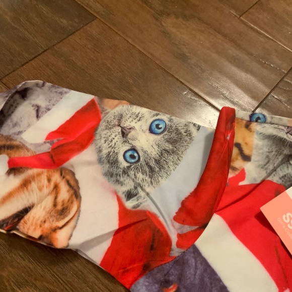 kids kitten kitty cat Santa holiday button down shirt, party new with tags - Picture 3 of 9